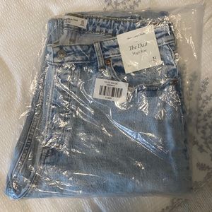 Abercrombie High Rise Dad Jeans Light Ripped Wash